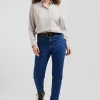 Slim dark blue cotton 5-pocket jeans