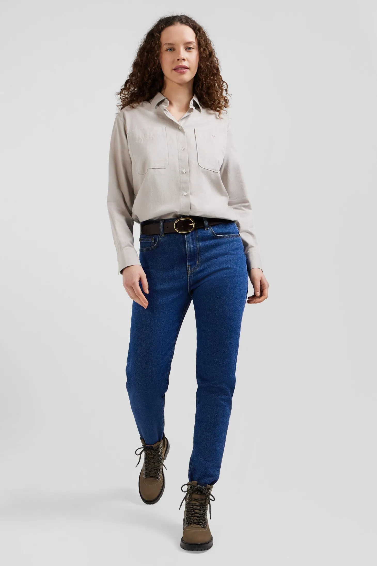 Slim dark blue cotton 5-pocket jeans