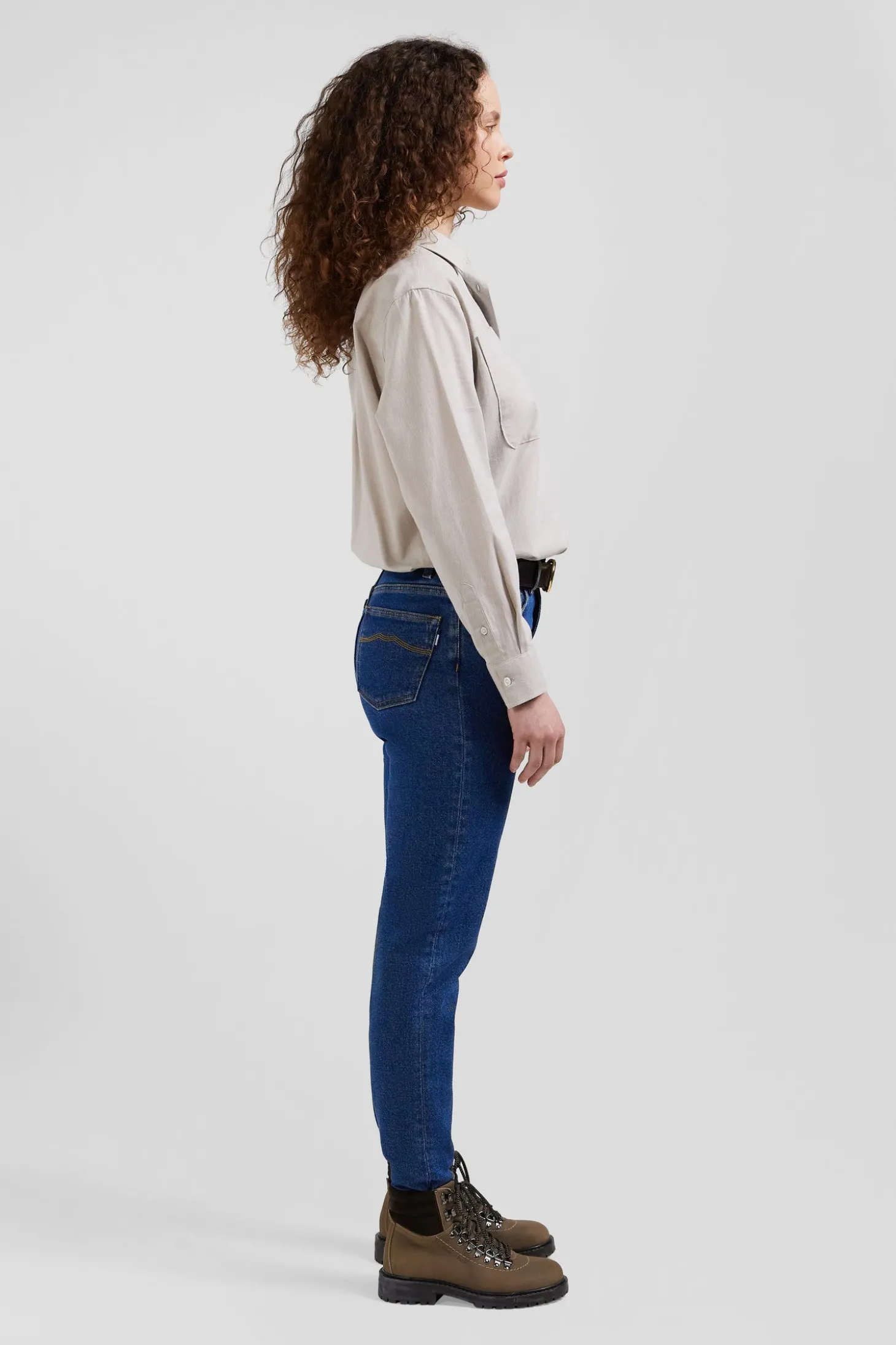 Slim dark blue cotton 5-pocket jeans