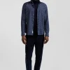 Slim dark blue cotton shirt