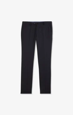 Slim dark blue wool trousers with broken fold