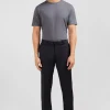 Slim dark grey wool trousers with broken fold