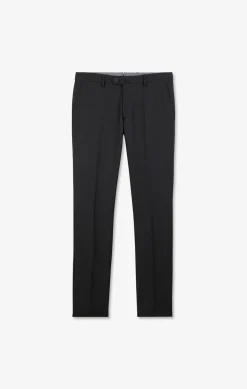 Slim dark grey wool trousers with broken fold