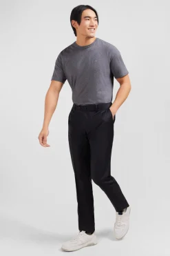 Slim dark grey wool trousers with broken fold