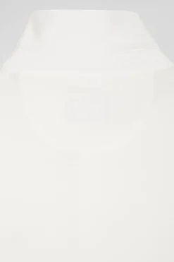 Slim ecru long-sleeved cotton piqué polo shirt