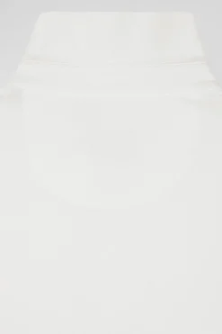 Slim ecru short-sleeved stretch cotton polo shirt