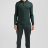 Slim green long-sleeved cotton piqué polo shirt