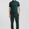 Slim green short-sleeved cotton piqué polo shirt