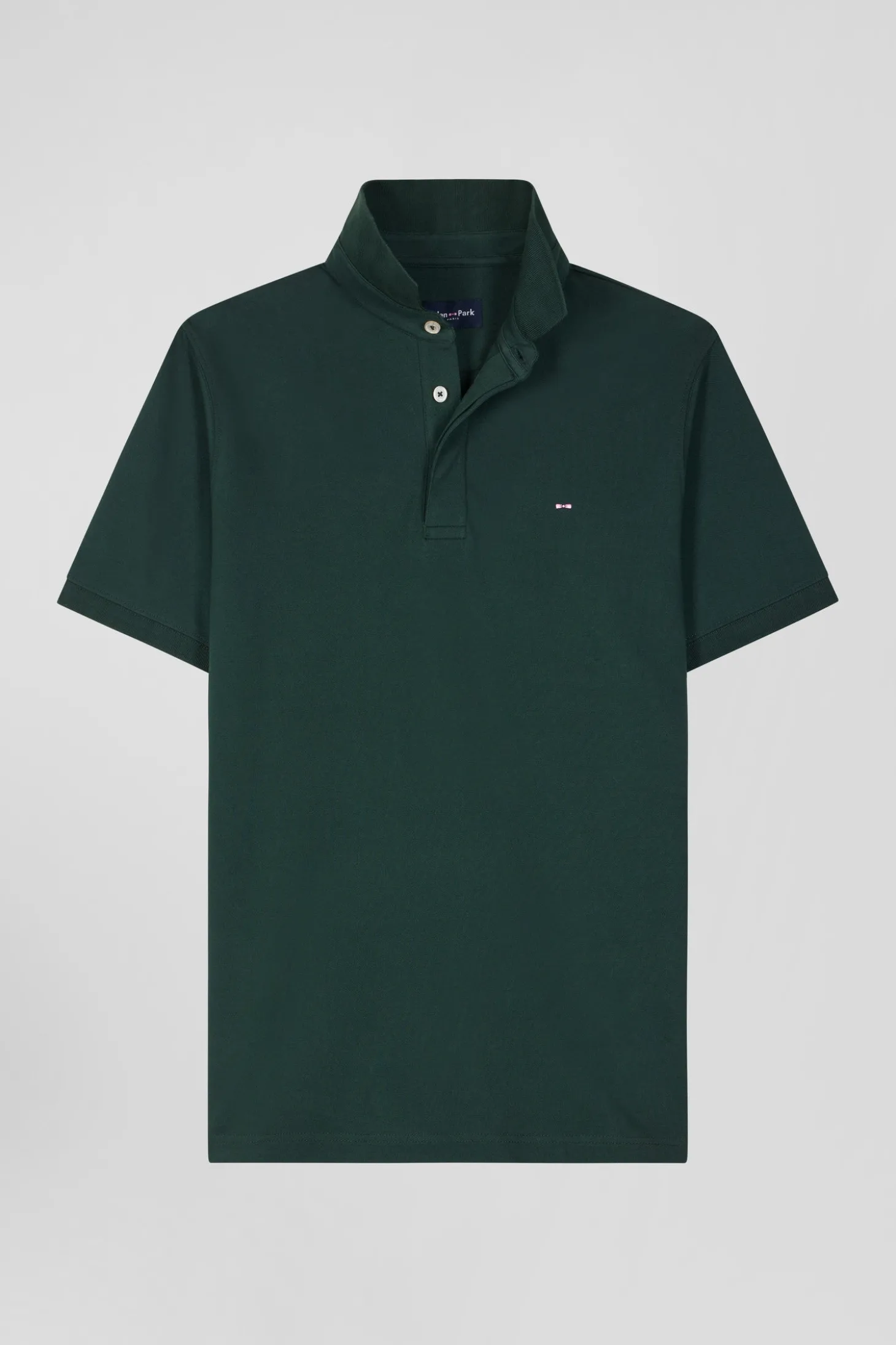 Slim green short-sleeved cotton piqué polo shirt