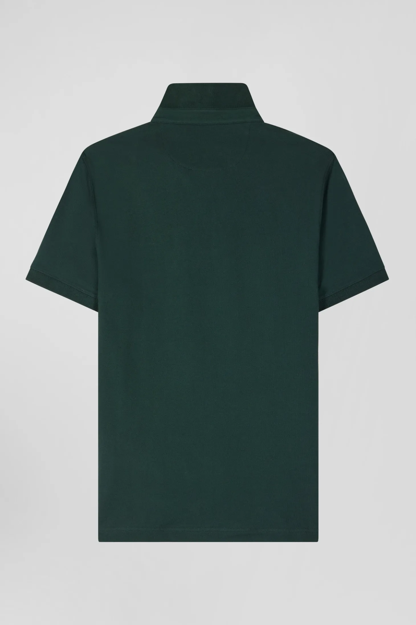 Slim green short-sleeved cotton piqué polo shirt