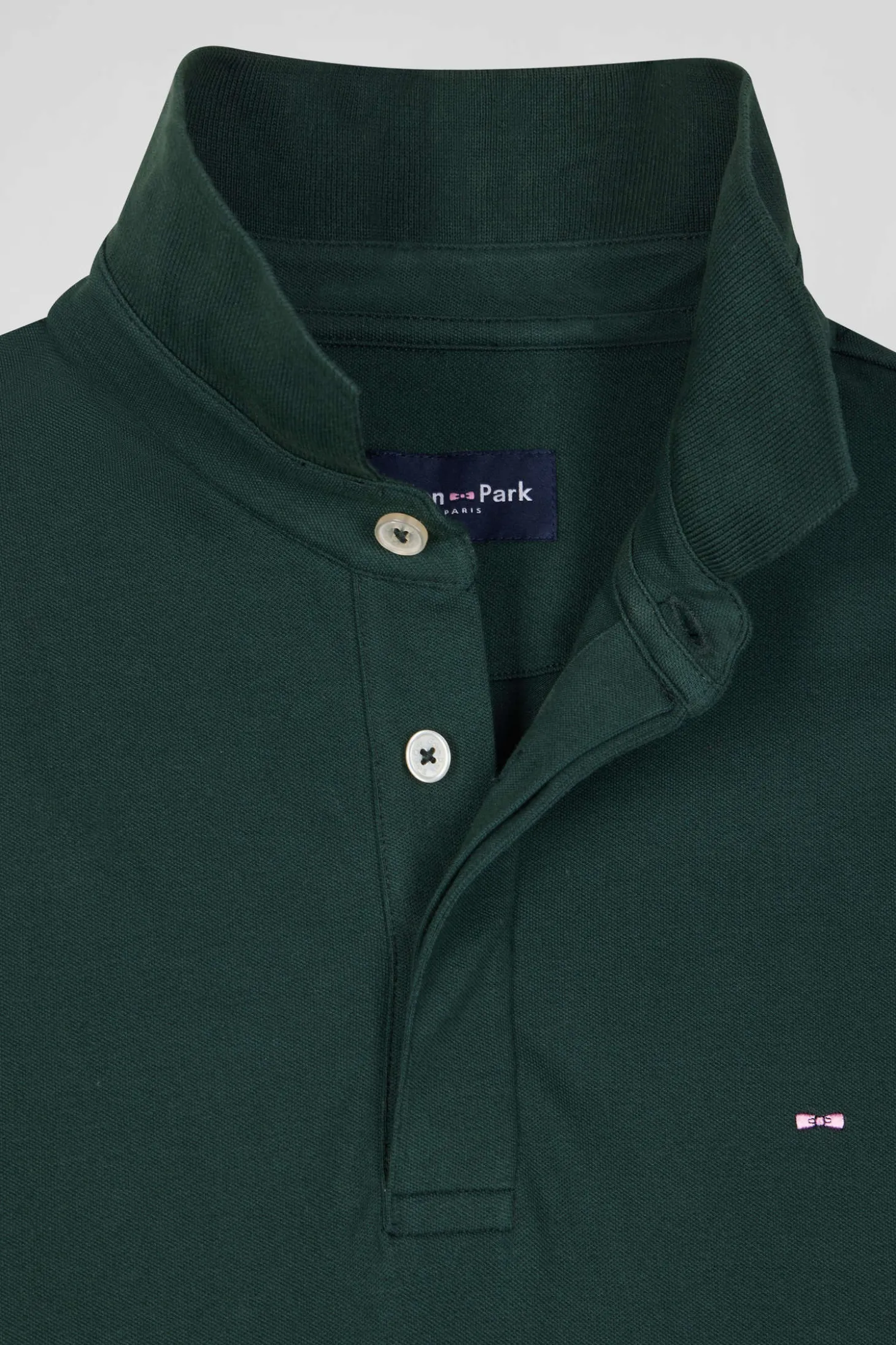 Slim green short-sleeved cotton piqué polo shirt