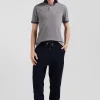 Slim grey short-sleeved stretch cotton polo shirt with Eden Park jacquard collar