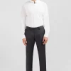 Slim grey wool trousers with broken fold