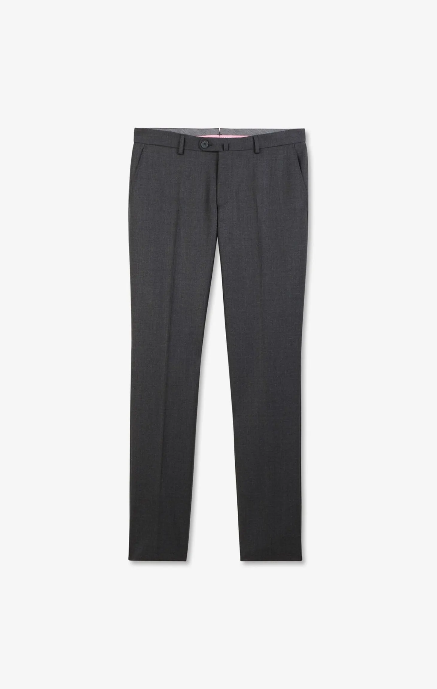 Slim grey wool trousers with broken fold