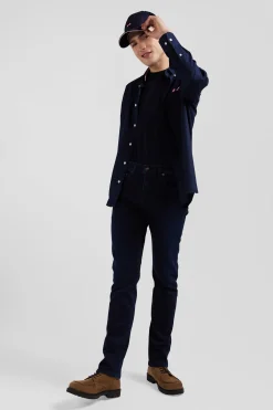 Slim navy blue stretch denim jeans