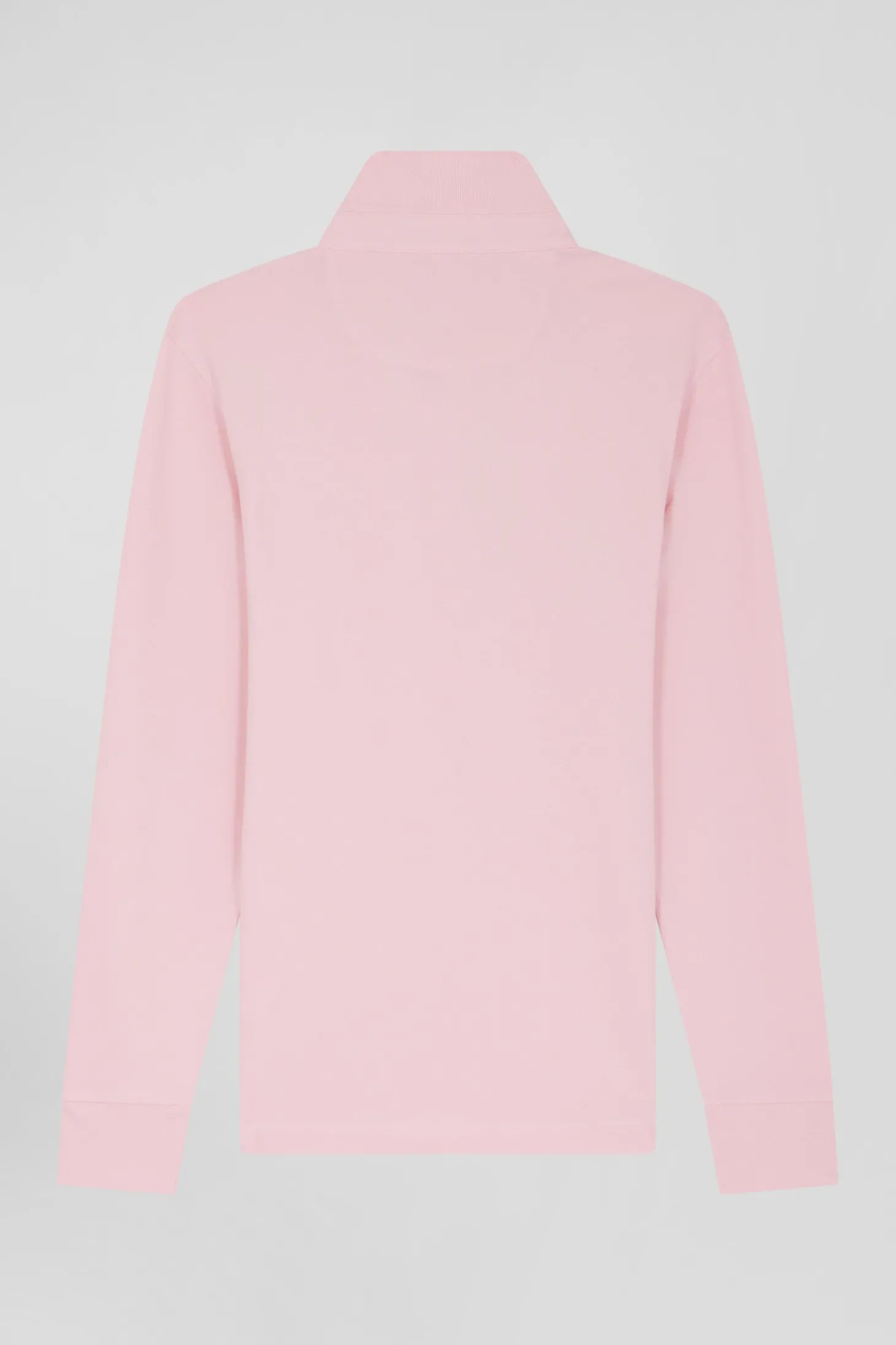 Slim pink long-sleeved cotton piqué polo shirt