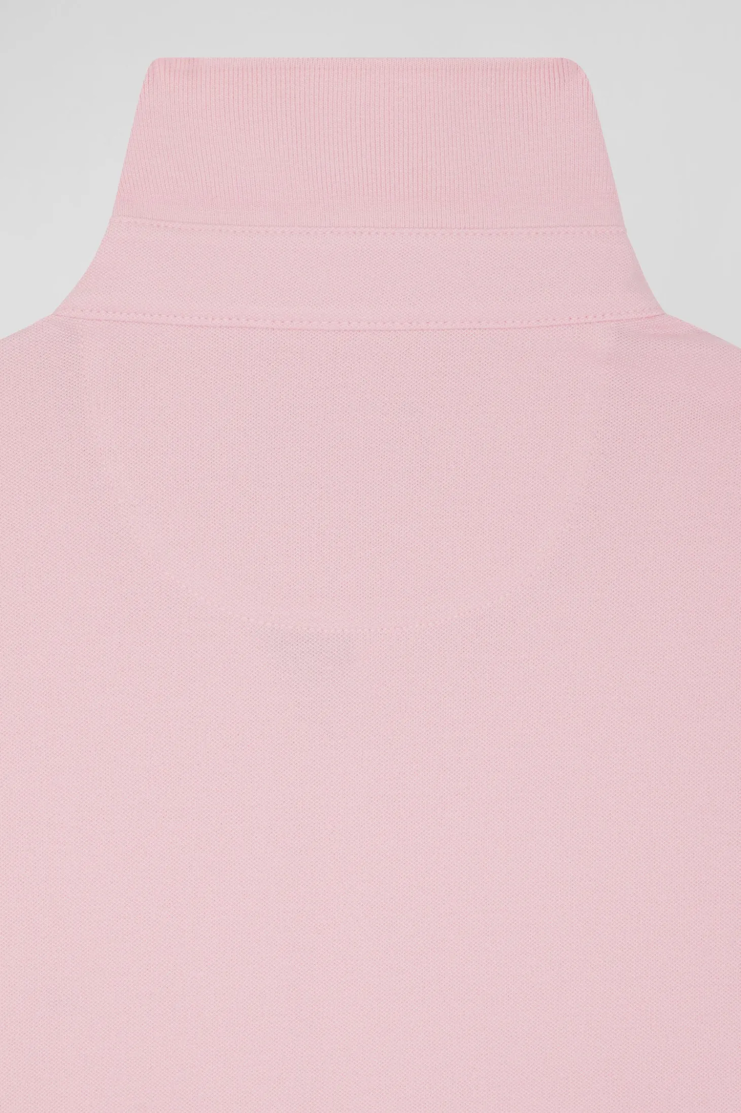 Slim pink long-sleeved cotton piqué polo shirt
