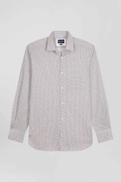 Slim pink microprint cotton shirt