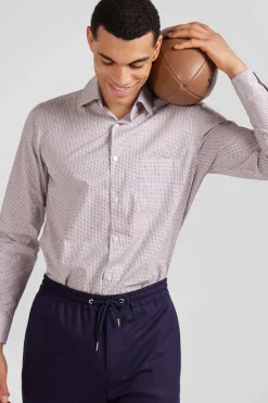 Slim pink microprint cotton shirt