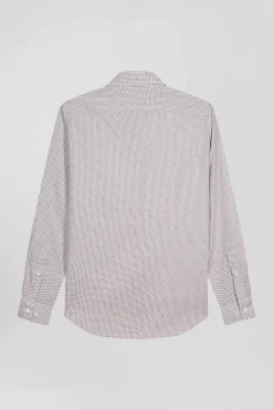 Slim pink microprint cotton shirt