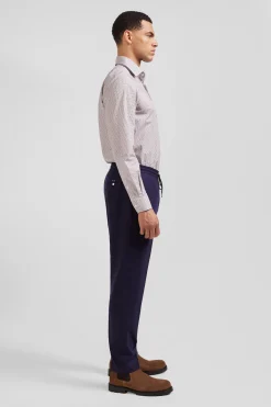 Slim pink microprint cotton shirt