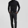Slim plain anthracite grey chino trousers in stretch cotton