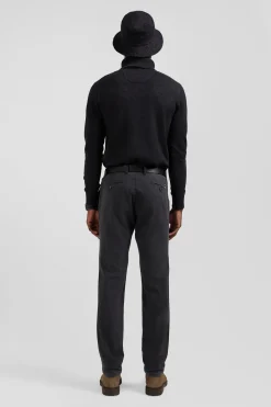 Slim plain anthracite grey chino trousers in stretch cotton