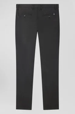 Slim plain anthracite grey chino trousers in stretch cotton