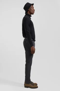 Slim plain anthracite grey chino trousers in stretch cotton