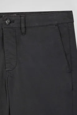 Slim plain anthracite grey chino trousers in stretch cotton