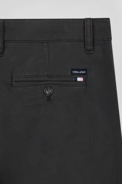 Slim plain anthracite grey chino trousers in stretch cotton