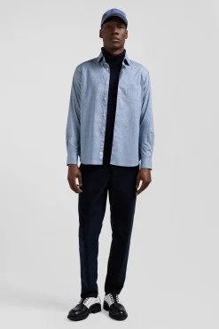 Slim sky blue cotton shirt