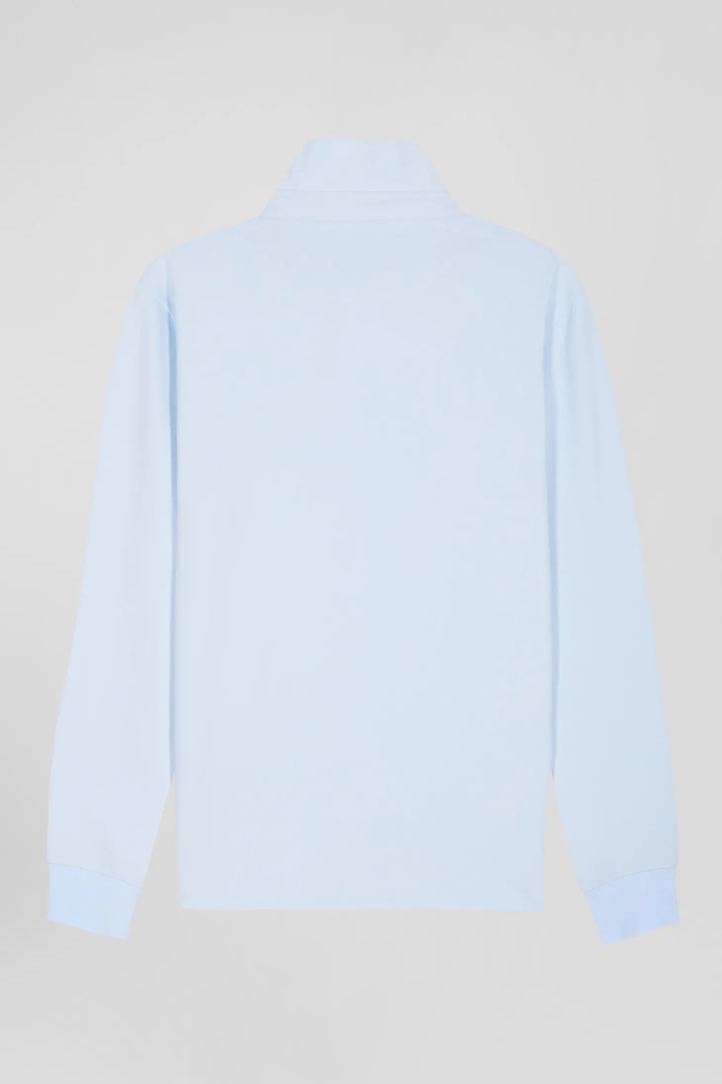 Slim sky blue long-sleeved cotton piqué polo shirt