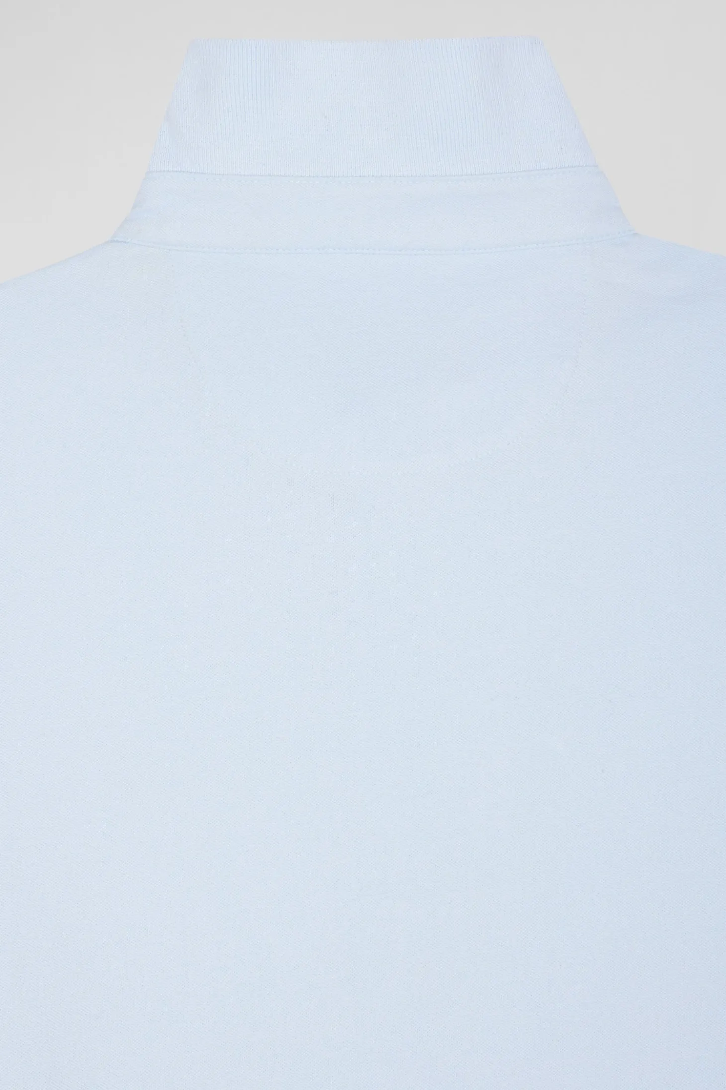 Slim sky blue long-sleeved cotton piqué polo shirt
