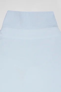 Slim sky blue short-sleeved stretch cotton polo shirt