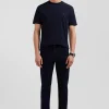 Slim stone-washed navy blue stretch denim jeans