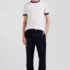 Slim white short-sleeved cotton T-shirt with Eden Park ribs