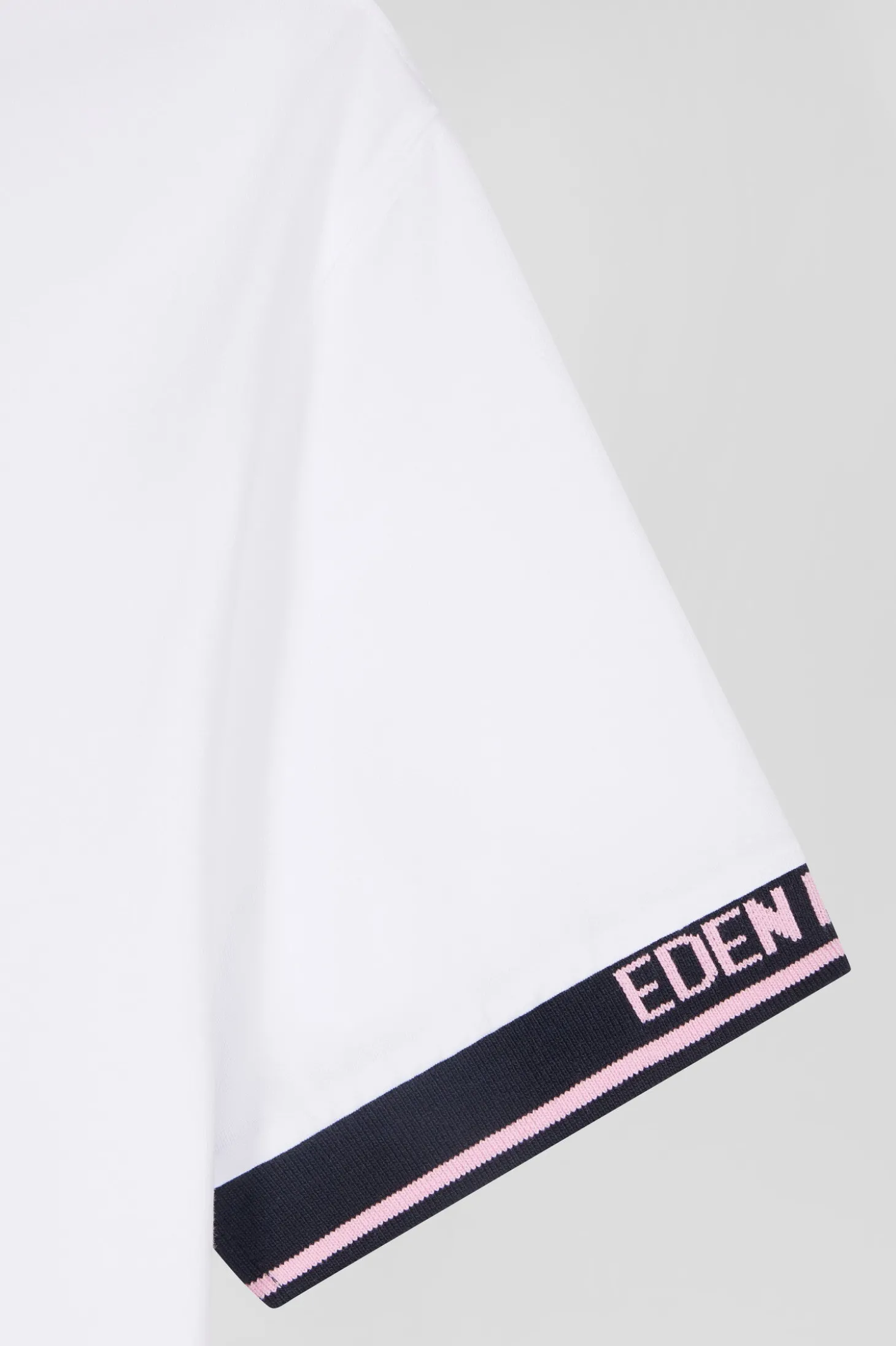 Slim white short-sleeved cotton T-shirt with Eden Park ribs