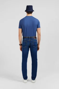 Straight jeans in blue stretch cotton