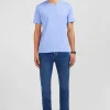 V-neck blue light pima cotton t-shirt
