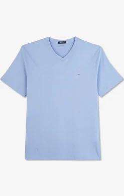 V-neck blue light pima cotton t-shirt