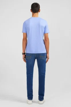V-neck blue light pima cotton t-shirt