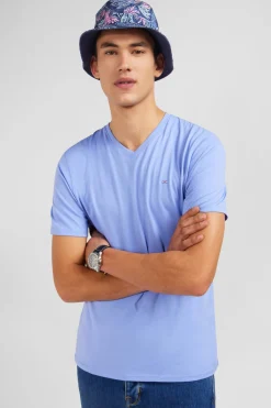 V-neck blue light pima cotton t-shirt