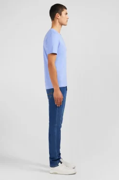 V-neck blue light pima cotton t-shirt