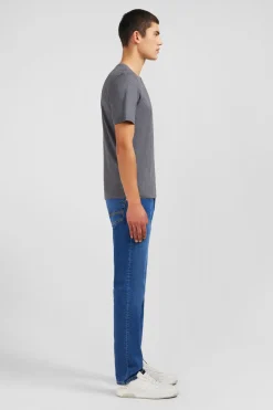 V-neck grey light pima cotton t-shirt