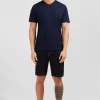 V-neck navy light pima cotton t-shirt
