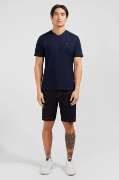 V-neck navy light pima cotton t-shirt