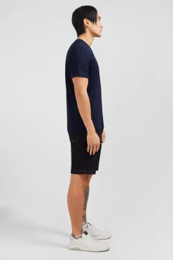 V-neck navy light pima cotton t-shirt
