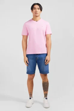 V-neck pink light pima cotton t-shirt