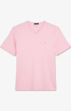 V-neck pink light pima cotton t-shirt